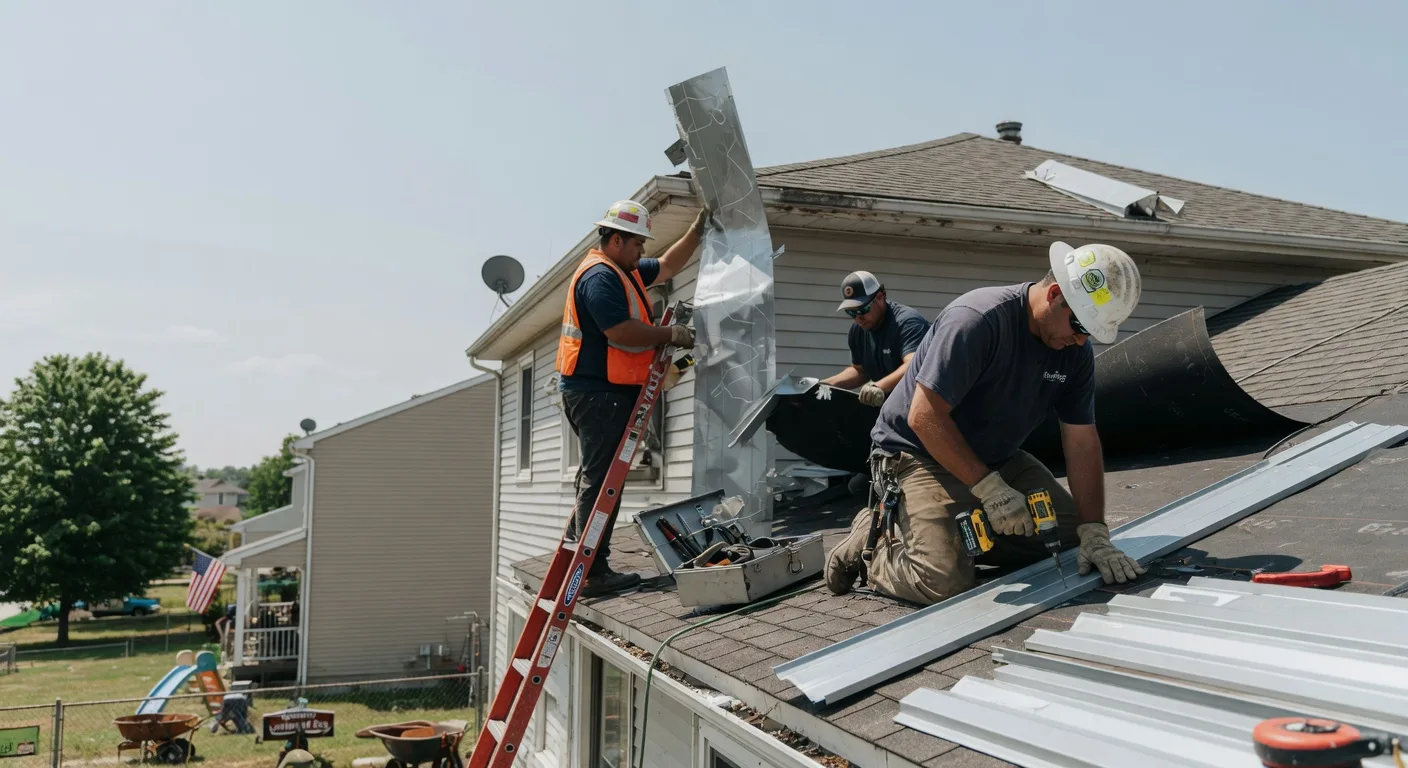Storm Damage Metal Roof Repair in Helmsburg, IN